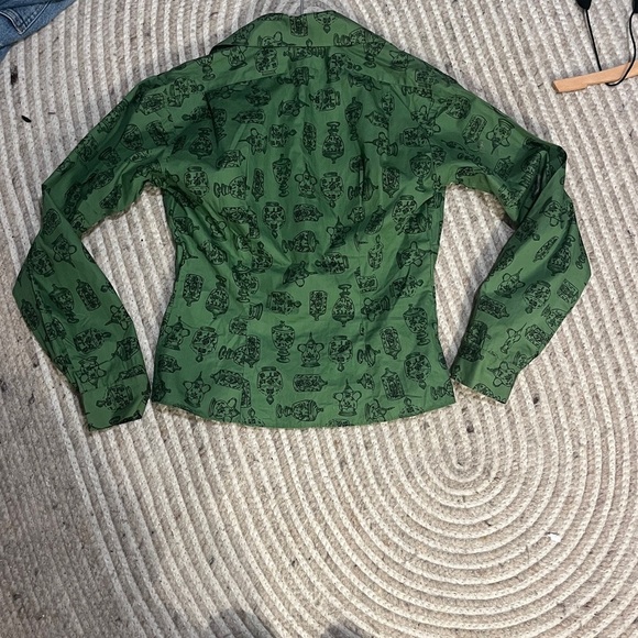 Vintage tailored button down shirt with floral / teacup / vase pattern size xs - Picture 2 of 8